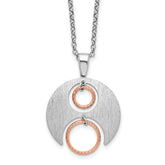 Sterling Silver Rhodium-Plated/Rose gold-plat Polish/Brush w/1in ext. Necklace